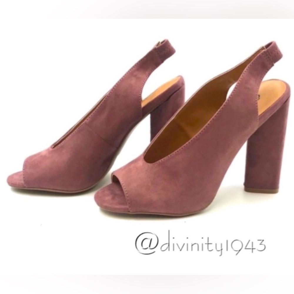 |•Peep toe High heel• Faux Suede • Mauve•|